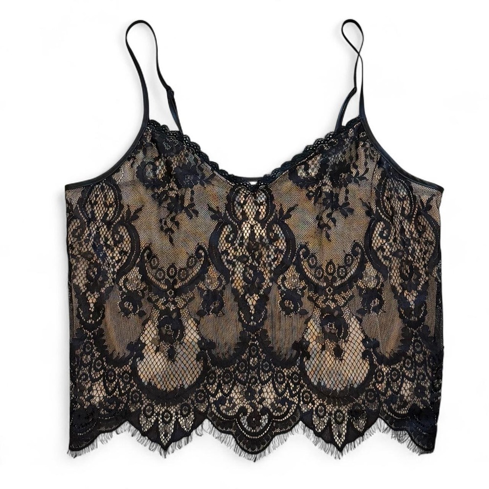 Black and Tan Sheer Lace Cami